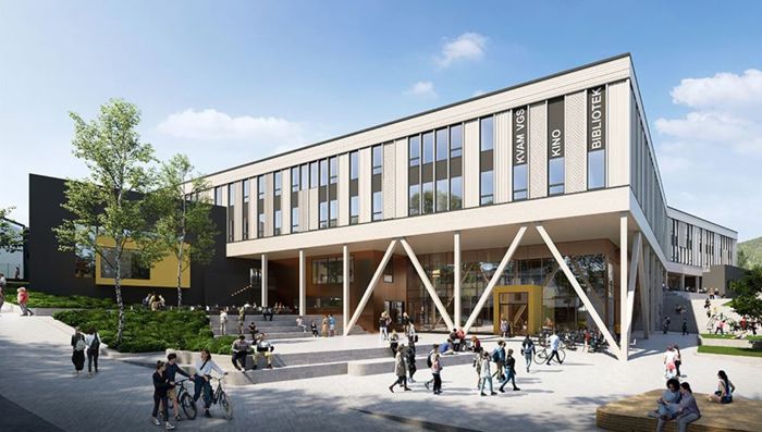Det nye skulebygget som skal byggjast i Norheimsund